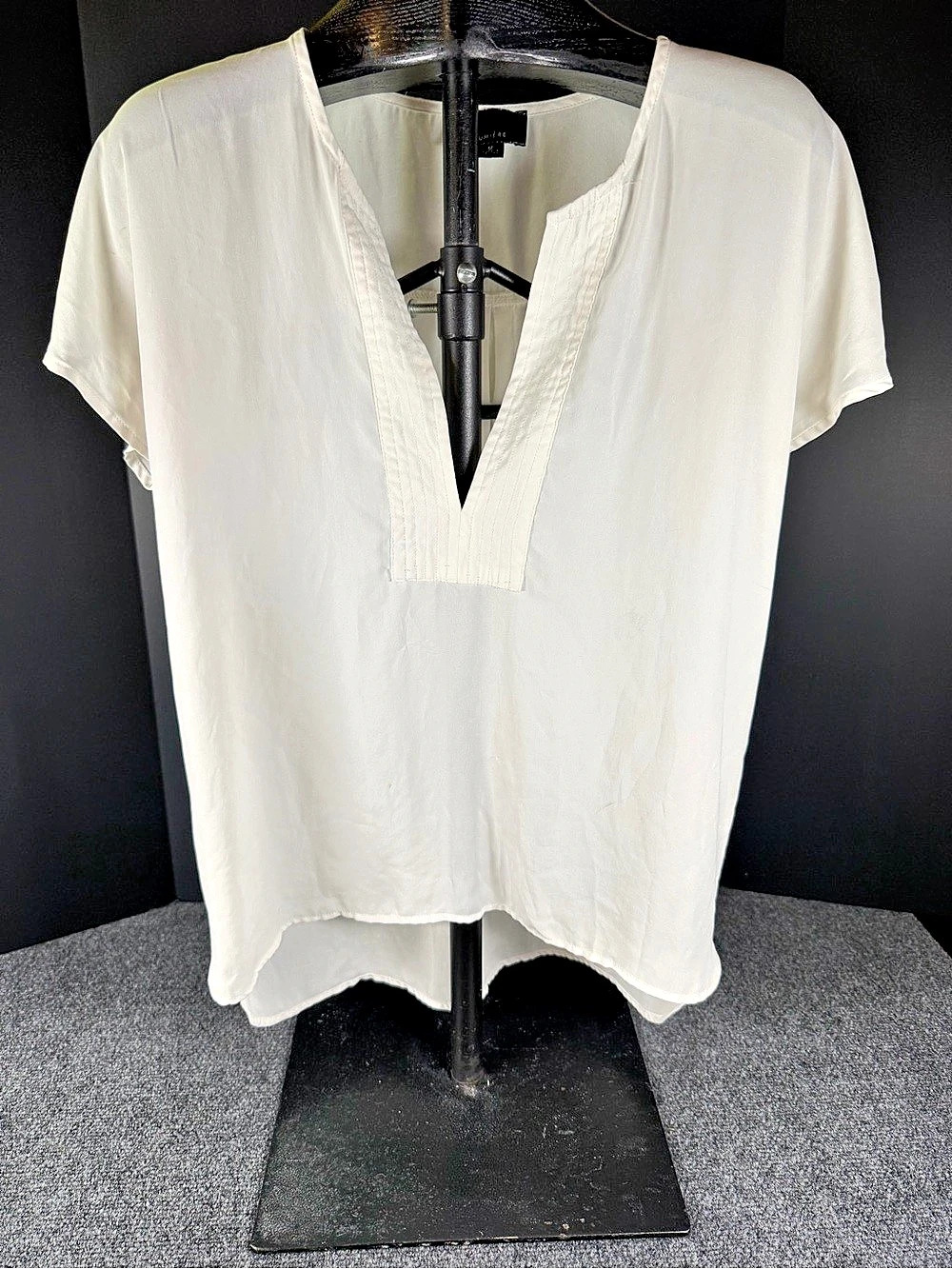 The Limited White Split Neck Short Sleeve Popover Tunic Top M